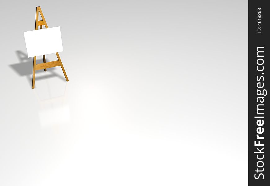 3D illustration of an artists easel in the left top corner of the scene. 3D illustration of an artists easel in the left top corner of the scene
