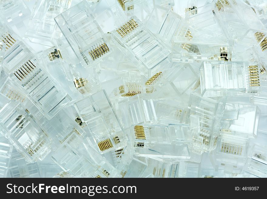 Many transparent network connectors of type rj-45