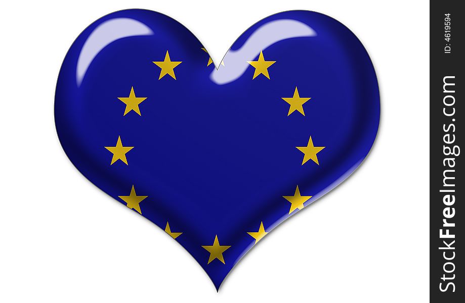 Isolated illustration of european flag in heart