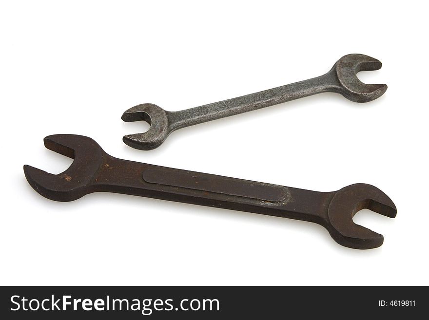 Two old vintage open end standard wrenches. Two old vintage open end standard wrenches
