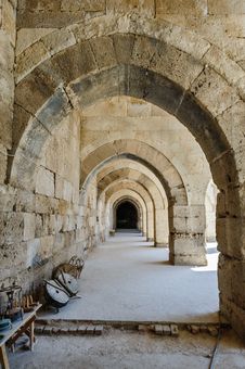 Arches And Columns In Sultanhani Caravansary On Stock Images