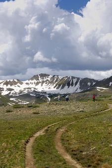 Independence Pass Colorado With Hikers Stock Image Independence Pass Colorado With Hikers Stock Image