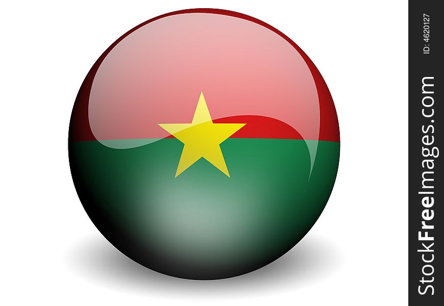 Round Flag of Burkina Faso With Glossy Effect
