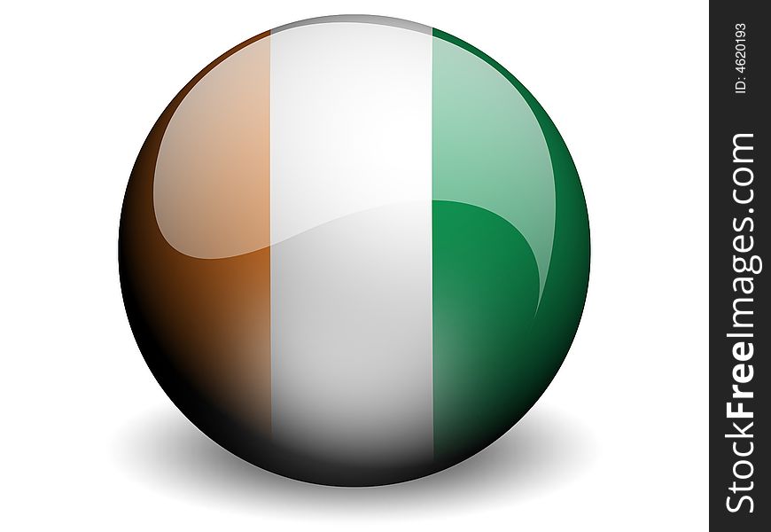 Round Flag of Cote d'Ivoire With Glossy Effect