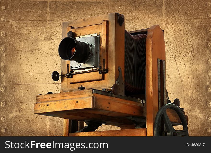 Old reliable mechanical manual camera on grunge background. Old reliable mechanical manual camera on grunge background
