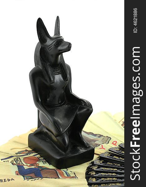 Anubis was a god associated with death. He was a jackal headed god, one of several, but the one gaining most popularity and importance in the Egyptian religion. He was a guide to the dead and also was part of the judgment of the dead. During the Opening of the Mouth ceremony and mummification, priests often wore masks representing Anubis.