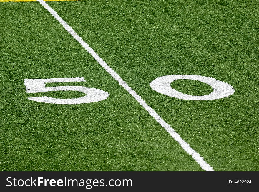 50 yard line at a Football Field, Artificial Turf