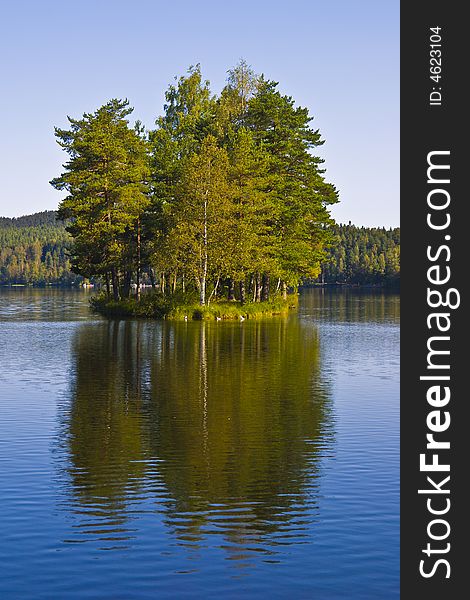 Small island in a lake north of Oslo. Small island in a lake north of Oslo