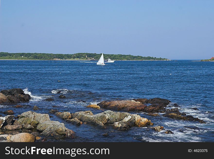 Sailboat on the sea in portsmouth, maine