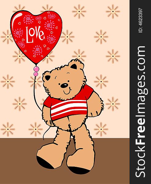 Cute bear with a lovely balloon. Cute bear with a lovely balloon