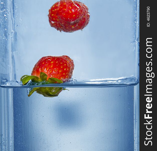 Splashing  Two Strawberry