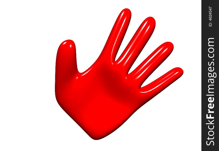 Red hand on a white background
