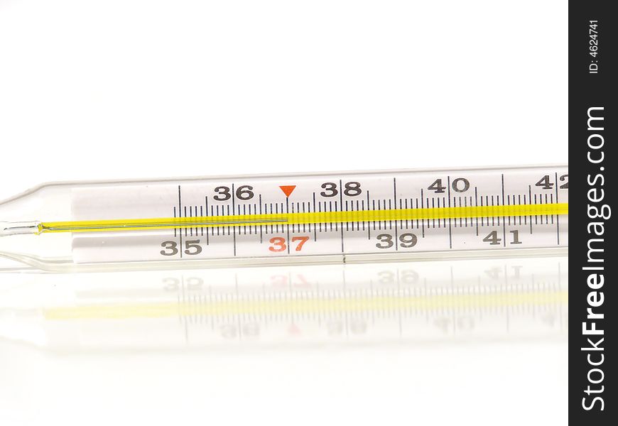 Mercury thermometer on a white background. Mercury thermometer on a white background.