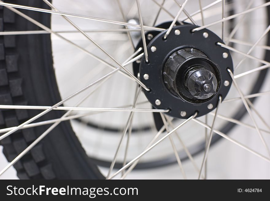 Closeup view of bicycle wheel