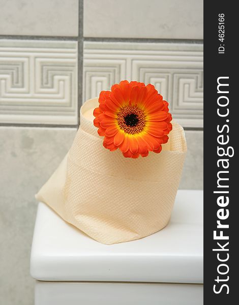 Toilet paper with natural flower. Toilet paper with natural flower