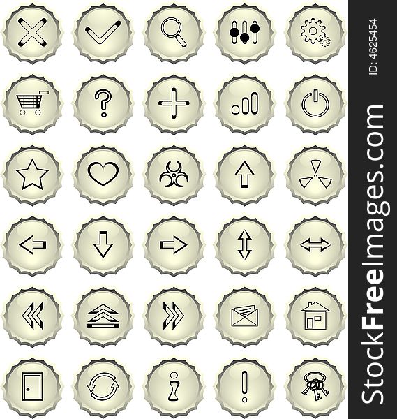 Many white web buttons vector illustration. Many white web buttons vector illustration