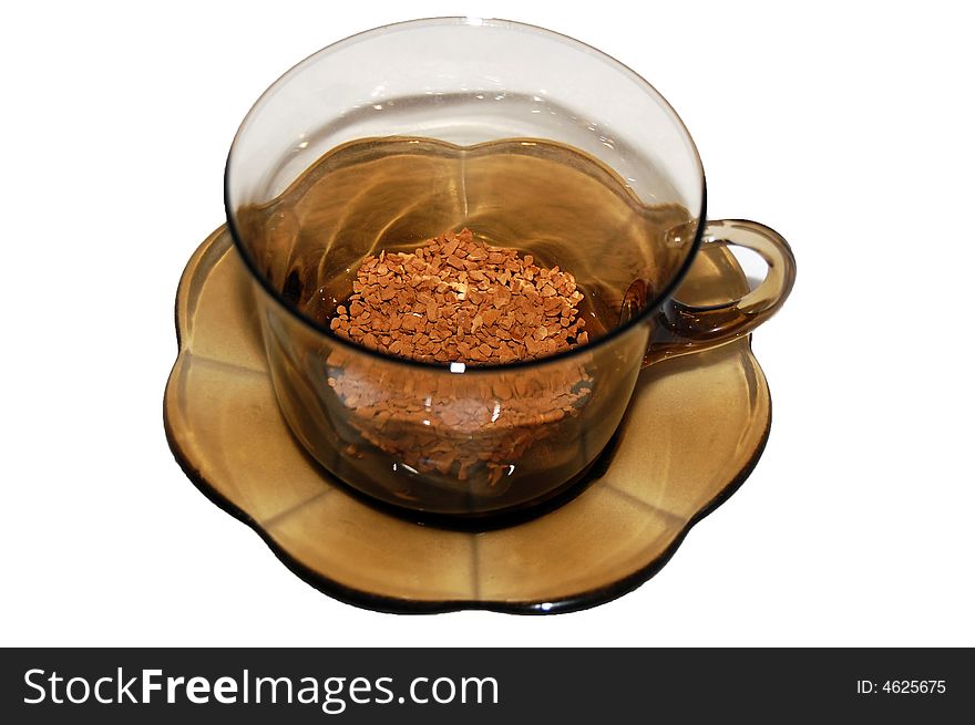 A cup with coffee isolated on the white background