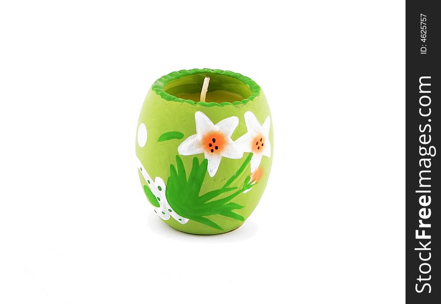 Candle with hand paint flower.