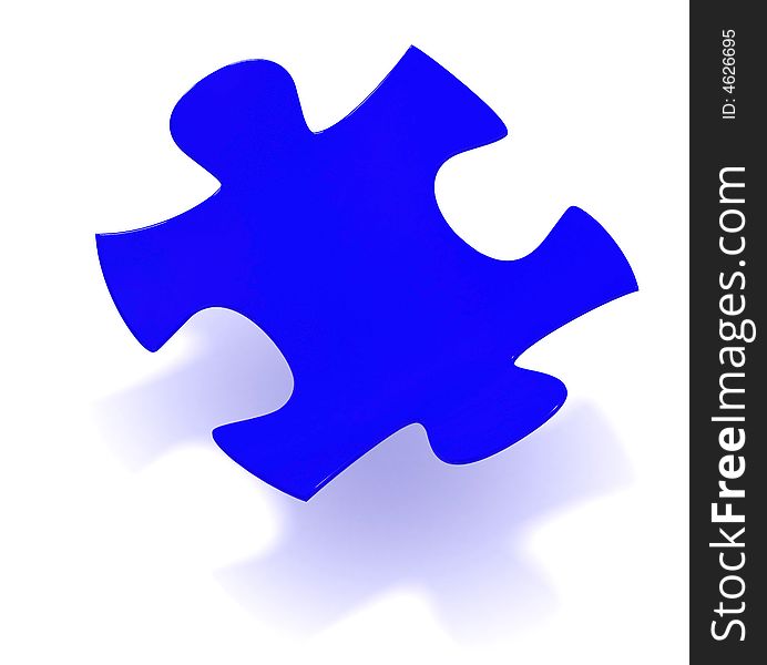 Blue Jigsaw puzzle flies on white background
