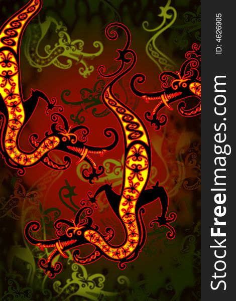 Decorative Ornament arrangement on variation Background