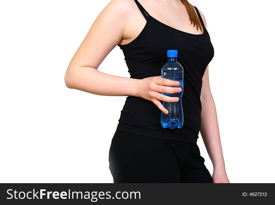 Woman with bottle water fitness day