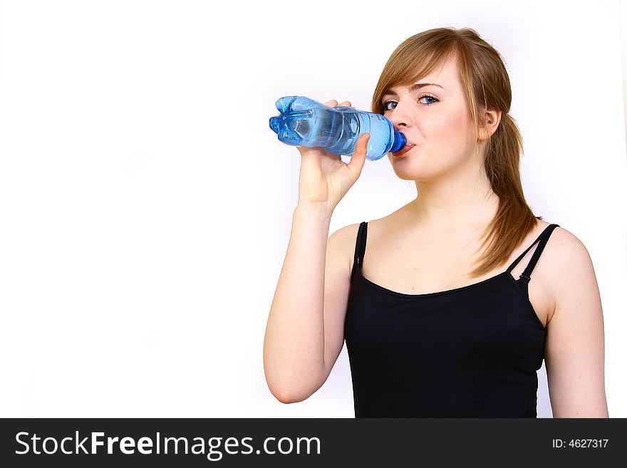 Woman with bottle water fitness day