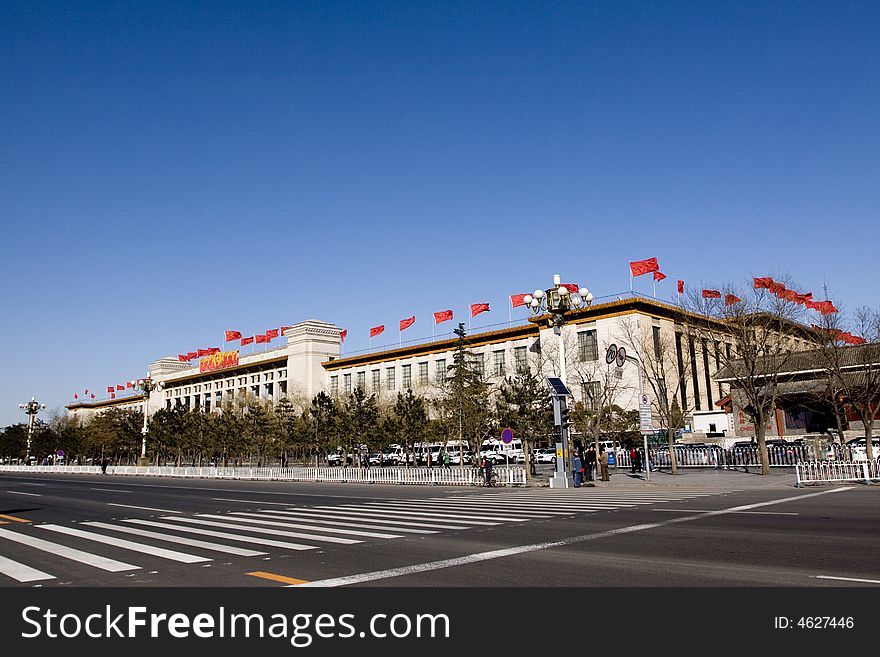 With total area of 440,000 square meters, Tiananmen (Gate of Heavenly Peace) Square can hold one million people, making it the largest city center square in the world and the spiritual heart of China, where the national flag is raised exactly at sunrise and lowered at sunset everyday by the PLA soldiers. With total area of 440,000 square meters, Tiananmen (Gate of Heavenly Peace) Square can hold one million people, making it the largest city center square in the world and the spiritual heart of China, where the national flag is raised exactly at sunrise and lowered at sunset everyday by the PLA soldiers.