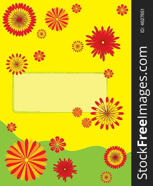 Yellow frame with colored flowers