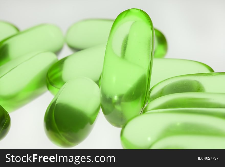 Close up of green pills