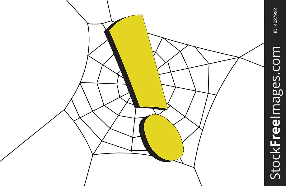 Info symbol at spider web in white background. Info symbol at spider web in white background