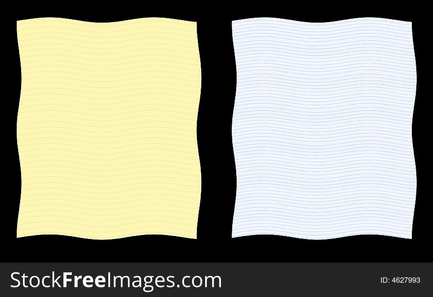 Two patterned papers in black background. Two patterned papers in black background