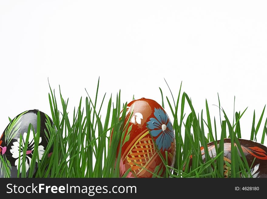 easter eggs in grass - good as a frame or background