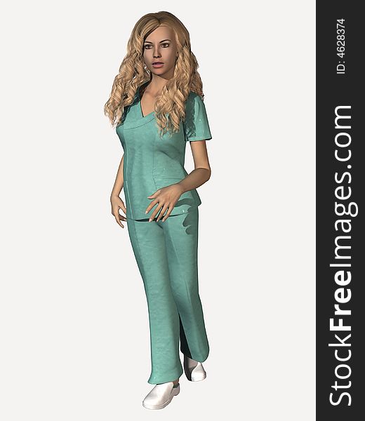 Young Woman in Medical Scrubs