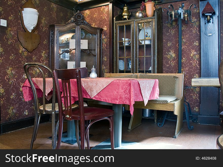 Interior of old restaurant in Aachen, Germany