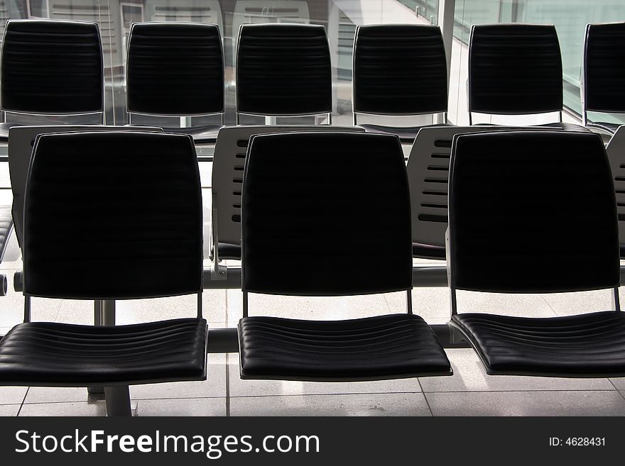 Chairs in the departure lounge at the airport