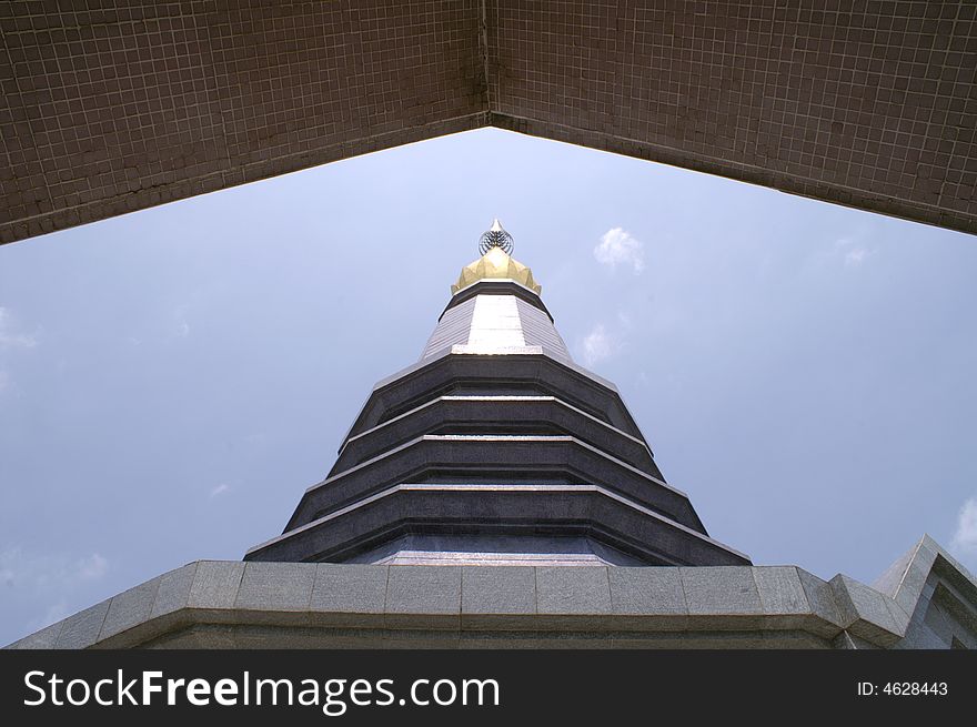 Pagoda or stupa in blue sky