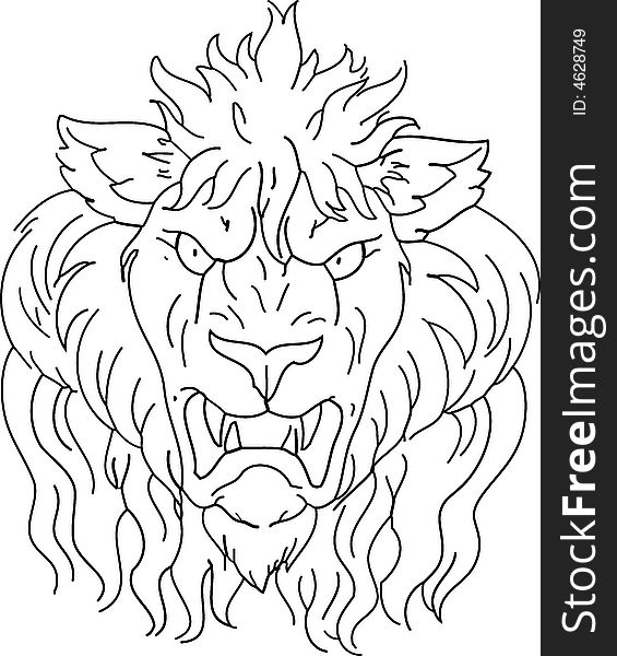 Illustration of a furious lion