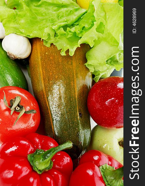 Fresh Vegetables, Fruits and other foodstuffs. Shot in a studio. Fresh Vegetables, Fruits and other foodstuffs. Shot in a studio.