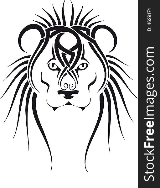 Illustration of a tribal head lion. Illustration of a tribal head lion