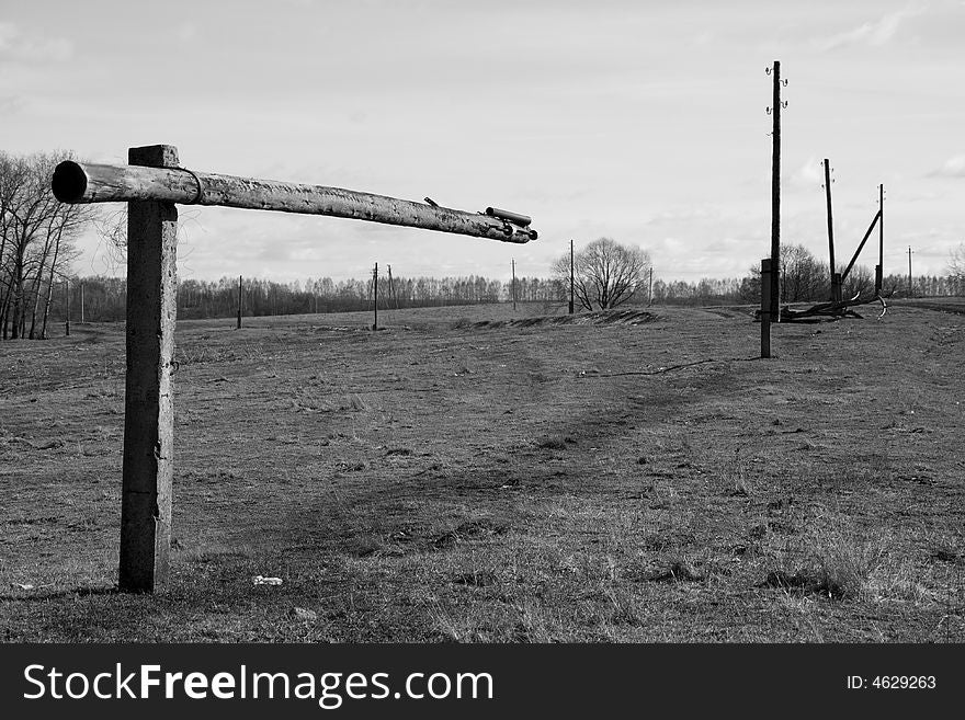 Electricity transmission poles (black-and-white)