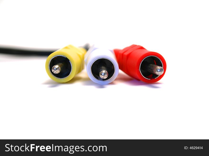 Video plugs, red white and yellow