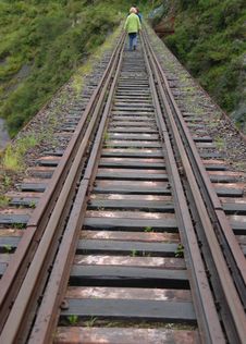 Walking On Railtrack Stock Image