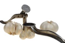 Garlic Press And 2 Garlic Royalty Free Stock Image Garlic Press And 2 Garlic Royalty Free Stock Image
