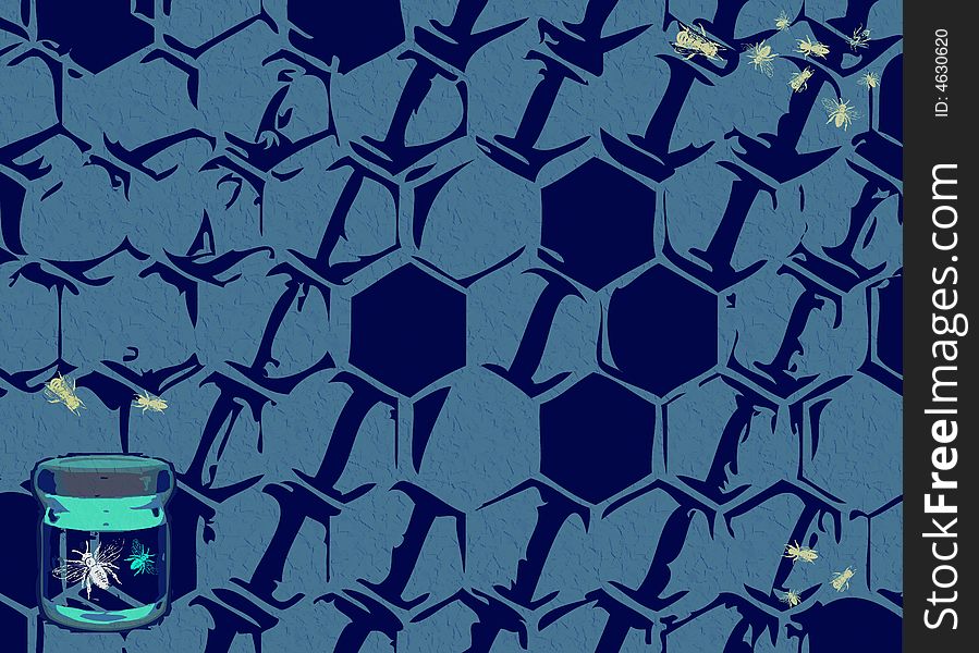 Abstract blue honeycomb