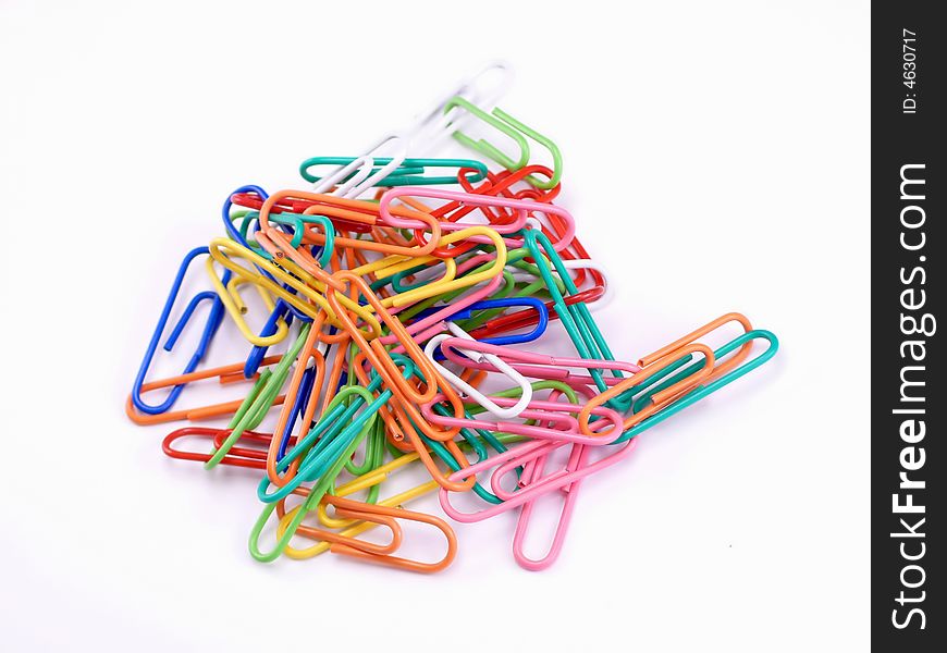 Color writing paper clips for pasting a paper. Color writing paper clips for pasting a paper