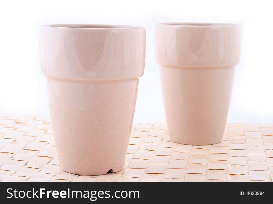 Two white mug isolated on a white background