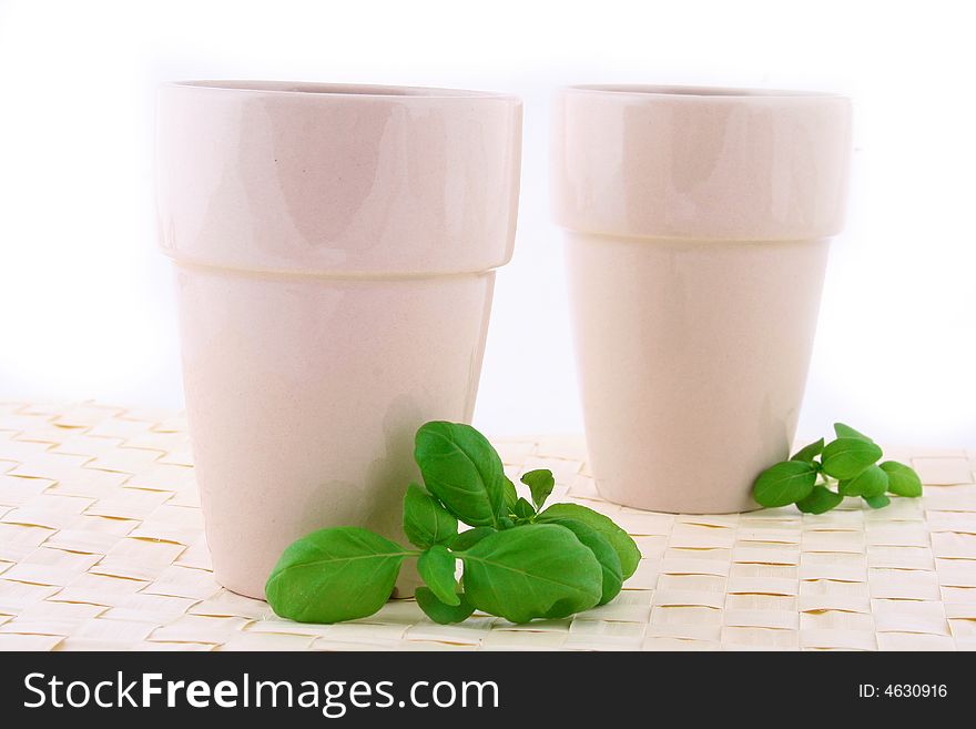 Two white mug isolated on a white background