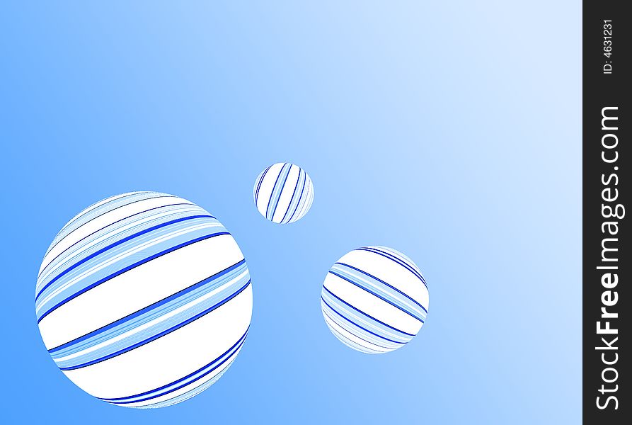 Simulated ball shapes on graduated blue background. Simulated ball shapes on graduated blue background