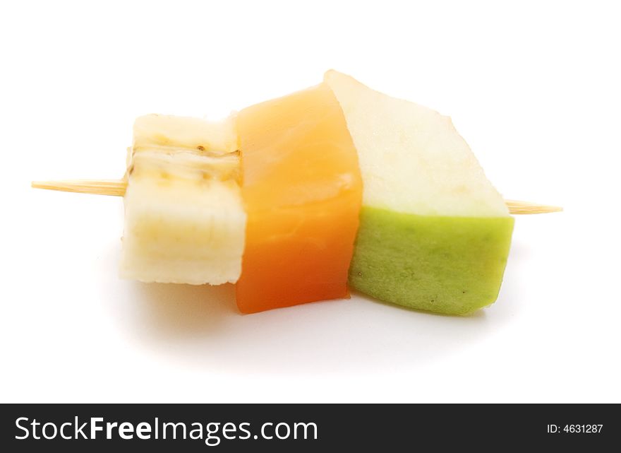 Slices of banana, apple and ananas. Slices of banana, apple and ananas