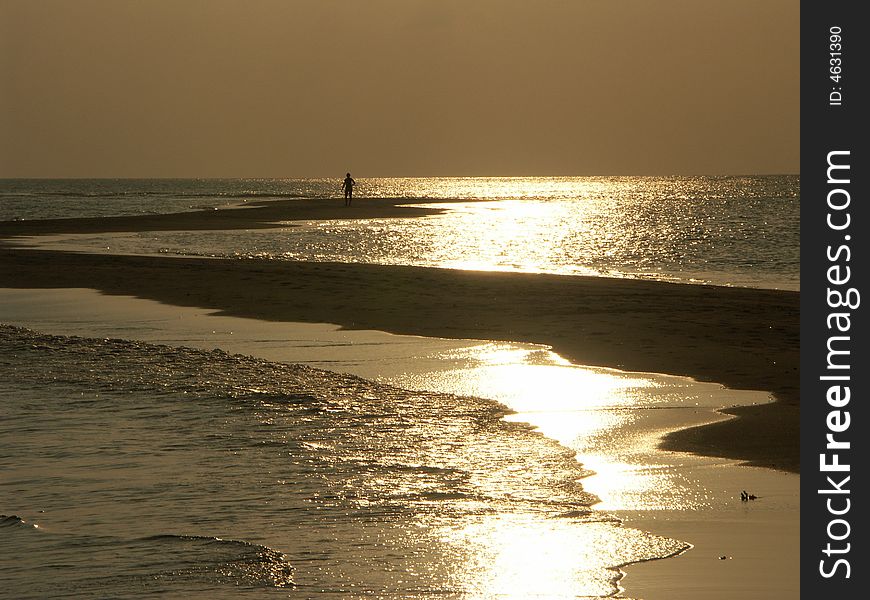 Golden beach for alone walkers. Golden beach for alone walkers.